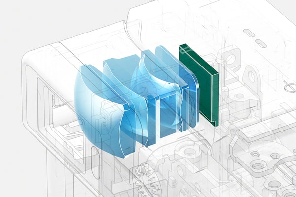 Ilustración del interior y un primer plano del visor