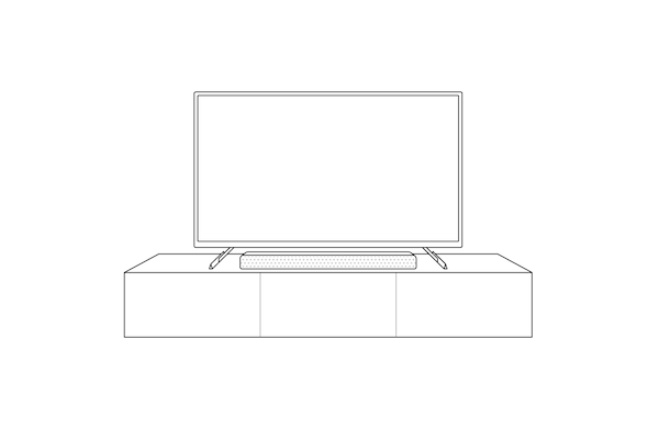 Ilustración de un TV BRAVIA con un soporte multiposición y una barra de sonido debajo